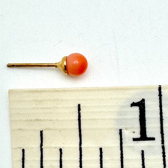Genuine Coral Stud Earrings 12Kt Gold Filled & 14Kt Gold Posts Vintage Gift - Picture 2 of 6